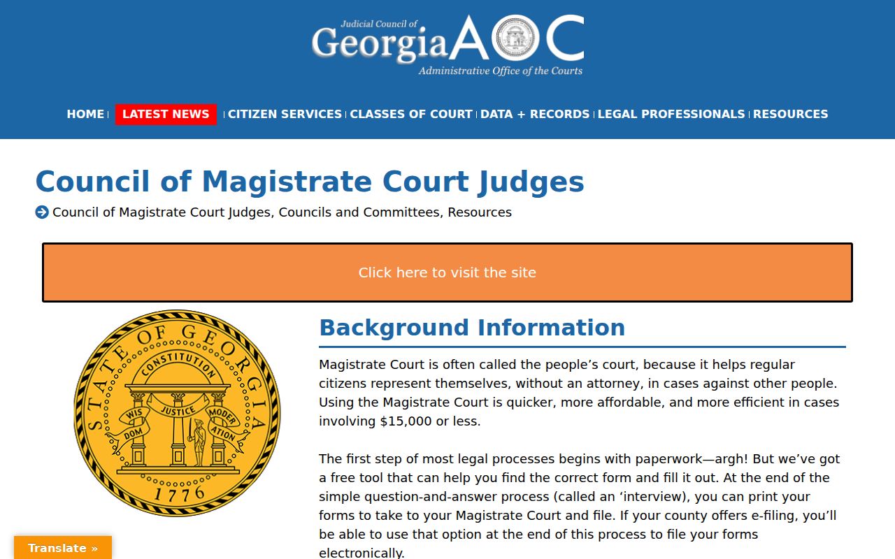 Damascus, Early County, Georgia Magistrate Court records route